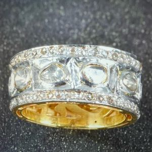 Maharaja Polki Diamond Eternity Band Ring, Size 7